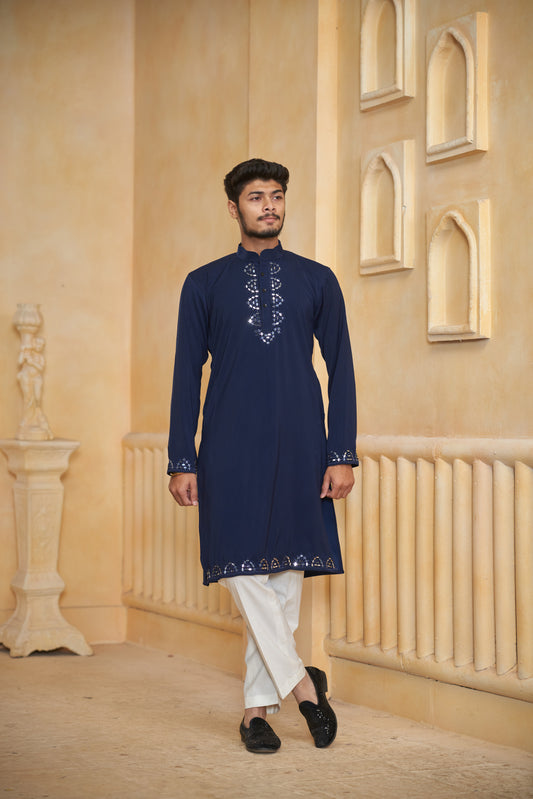 Navy Flyer Designer Kurta