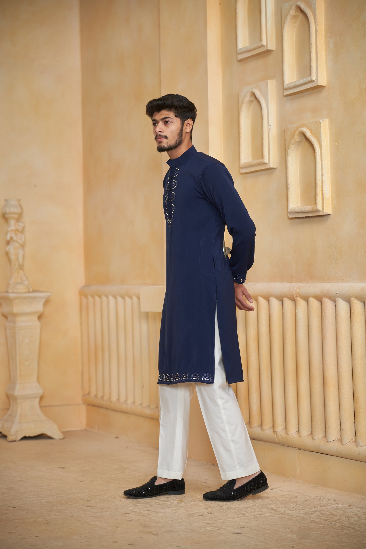 Navy Flyer Designer Kurta